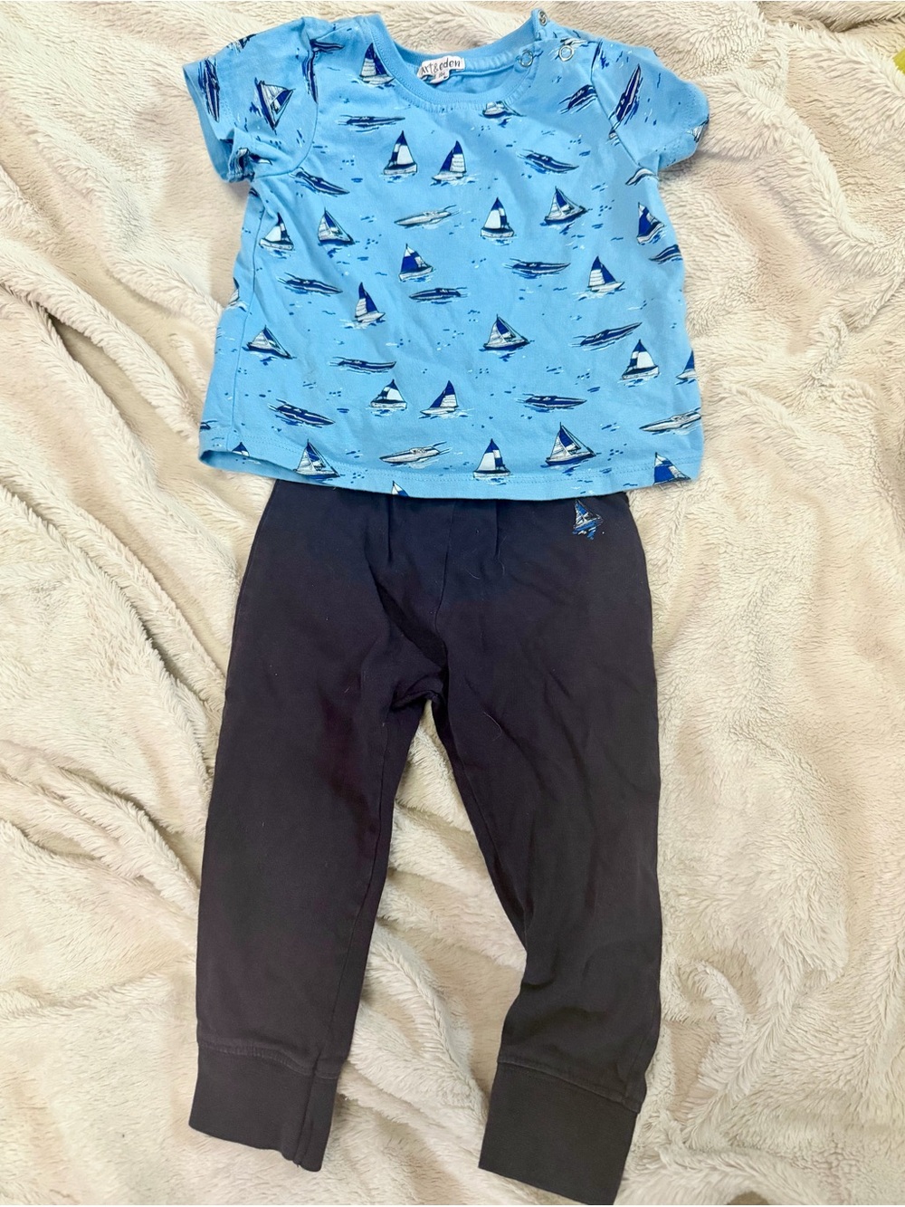 Blue Sailboat Tee & Navy Leggings Matching Set